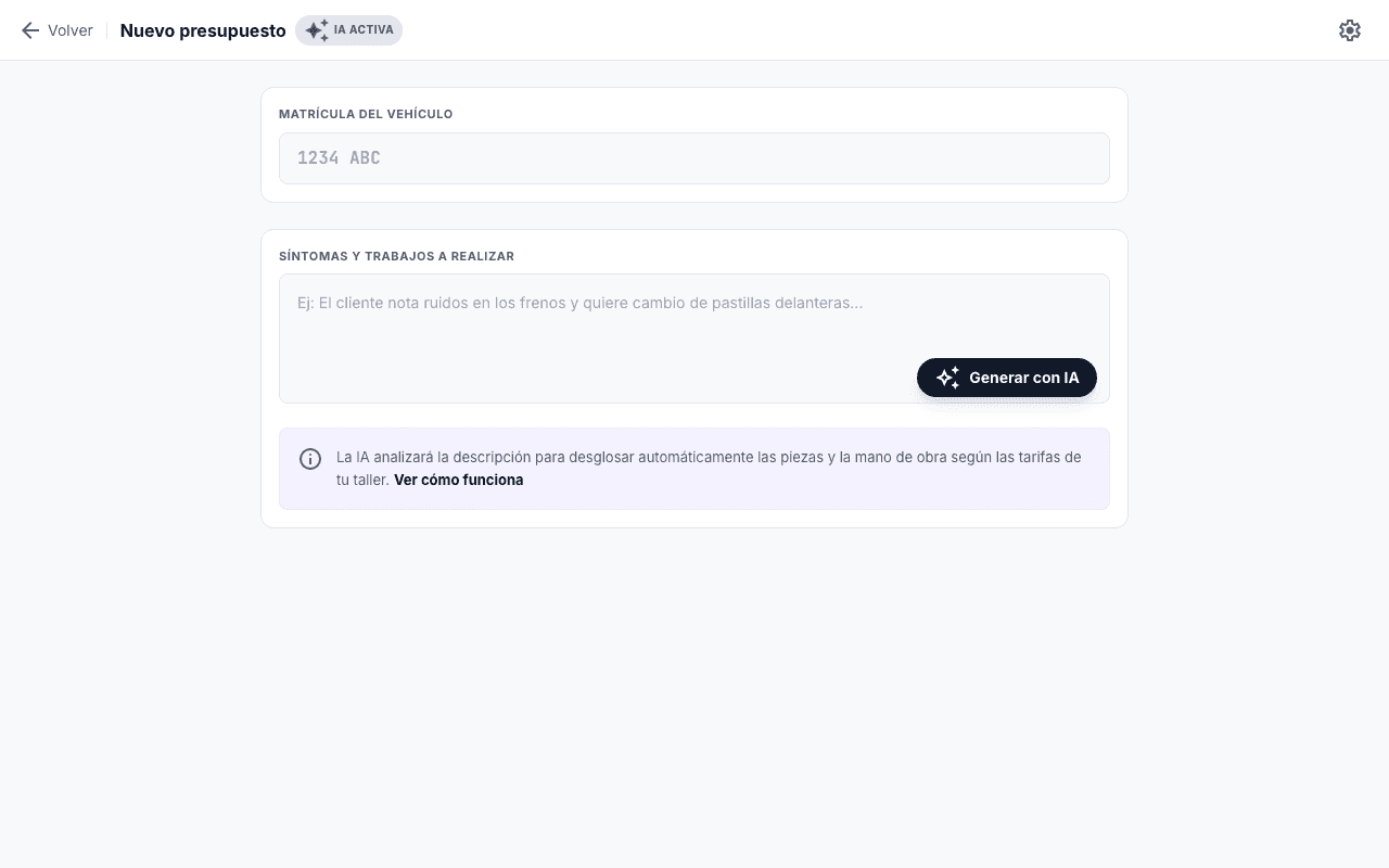 Generador de presupuesto IA